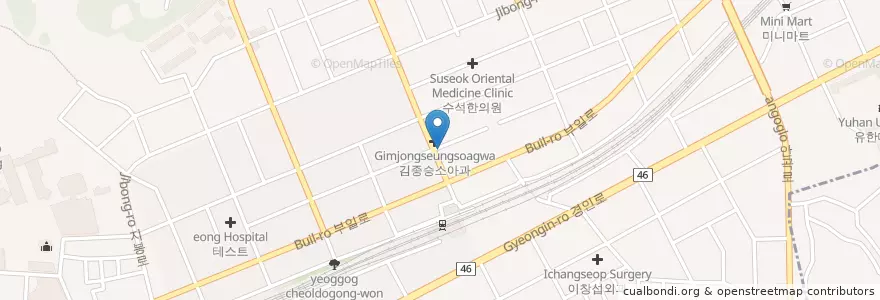Mapa de ubicacion de 홍치과의원 en South Korea, Gyeonggi-Do, Bucheon-Si.