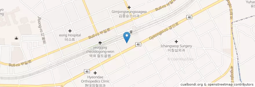 Mapa de ubicacion de 조돈현내과 en Corée Du Sud, Gyeonggi, 부천시.