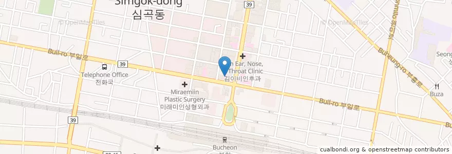 Mapa de ubicacion de 김진갑안과 en 대한민국, 경기도, 부천시.