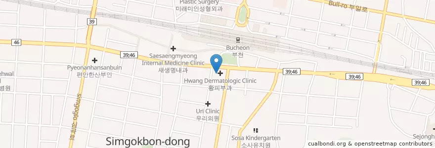 Mapa de ubicacion de 부천김안과의원 en Korea Selatan, Gyeonggi, 부천시.