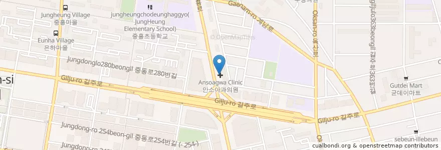 Mapa de ubicacion de 명안과 en Corea Del Sud, Gyeonggi, 부천시.
