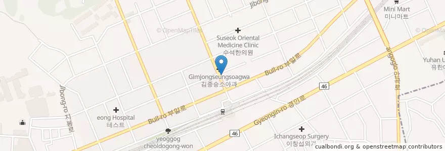 Mapa de ubicacion de 한피부과의원 en Coreia Do Sul, Gyeonggi, 부천시.