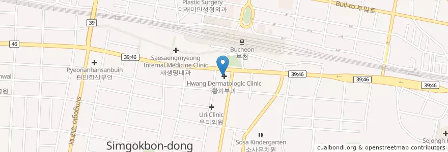 Mapa de ubicacion de 황피부과 en Coreia Do Sul, Gyeonggi, 부천시.