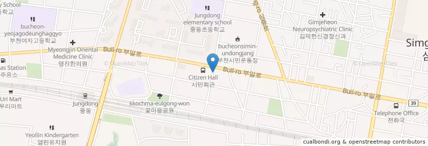 Mapa de ubicacion de Bucheonsanbuin en South Korea, Gyeonggi-Do, Bucheon-Si.