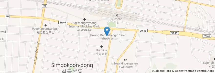 Mapa de ubicacion de 부천방사선과의원 en 대한민국, 경기도, 부천시.