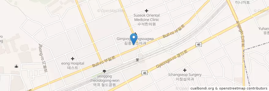 Mapa de ubicacion de 소리코이비인후과 en Güney Kore, 경기도, 부천시.