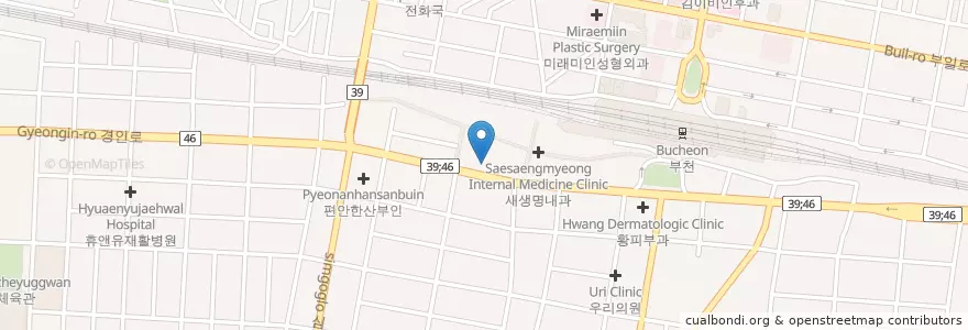 Mapa de ubicacion de 조이비인후과 en 大韓民国, 京畿道, 富川市.