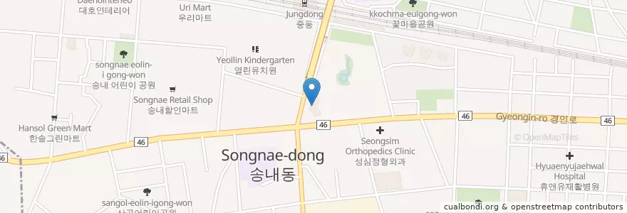 Mapa de ubicacion de 부천이비인후과의원 en 대한민국, 경기도, 부천시.