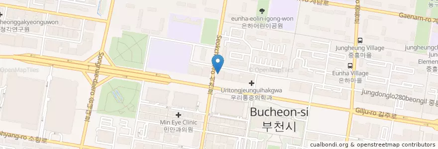 Mapa de ubicacion de 유이비인후과 en 대한민국, 경기도, 부천시.