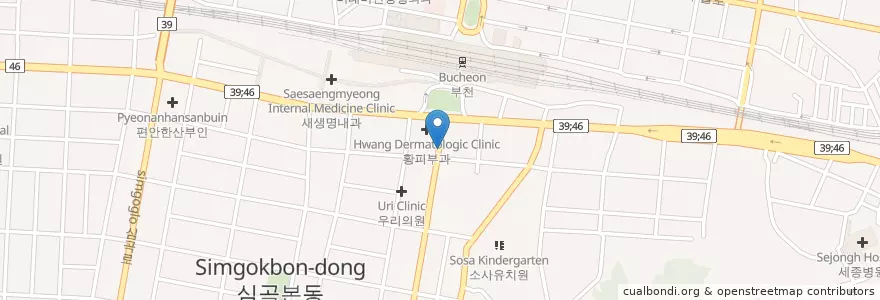 Mapa de ubicacion de 이수복신경정신과 en 대한민국, 경기도, 부천시.