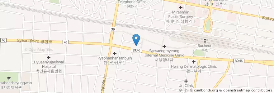 Mapa de ubicacion de 부천속내과 en Corée Du Sud, Gyeonggi, 부천시.