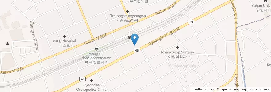Mapa de ubicacion de 평온정신과의원 en South Korea, Gyeonggi-Do, Bucheon-Si.