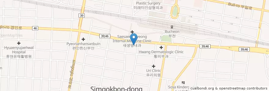 Mapa de ubicacion de 허외과 en Corée Du Sud, Gyeonggi, 부천시.