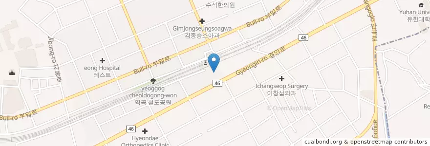 Mapa de ubicacion de 양이비인후과의원 en Coreia Do Sul, Gyeonggi, 부천시.