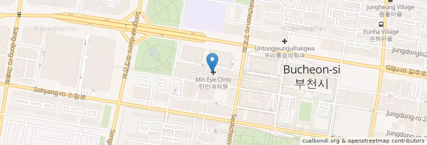 Mapa de ubicacion de Min Eye Clinic en South Korea, Gyeonggi-Do, Bucheon-Si.