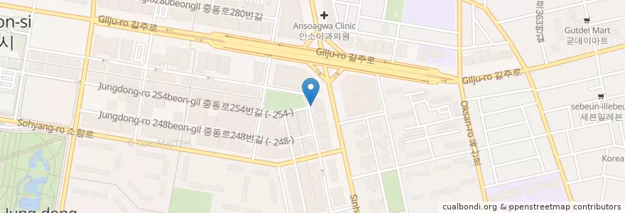 Mapa de ubicacion de 마노메디비뇨기과 en 대한민국, 경기도, 부천시.