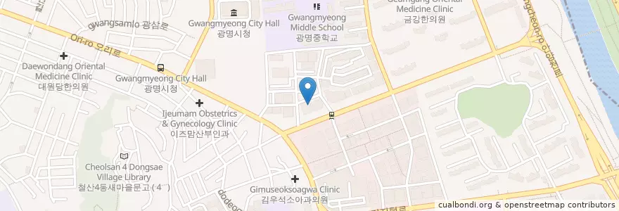 Mapa de ubicacion de 서울예쁜이치과 en Corée Du Sud, Gyeonggi, 광명시.