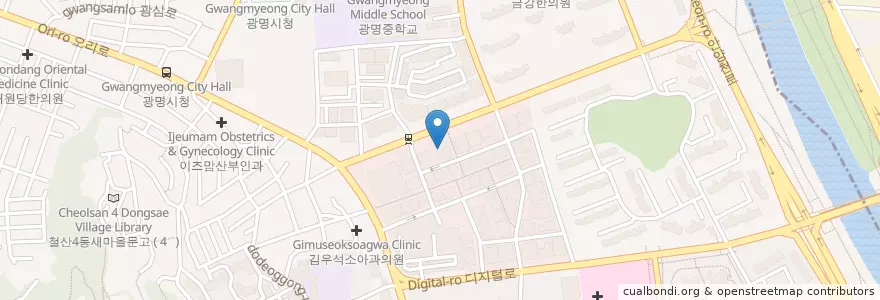 Mapa de ubicacion de 하얀치과 en Zuid-Korea, Gyeonggi-Do, 광명시.
