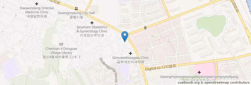 Mapa de ubicacion de 이편한세상치과네트워크 en Corée Du Sud, Gyeonggi, 광명시.
