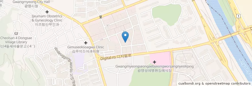 Mapa de ubicacion de 철산동물병원 en Coreia Do Sul, Gyeonggi, 광명시.