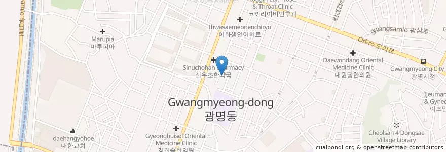 Mapa de ubicacion de 24시명동물병원 en Korea Selatan, Gyeonggi, 광명시.