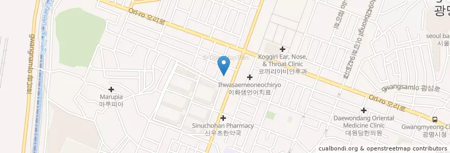 Mapa de ubicacion de 세브란스치과 en كوريا الجنوبية, 경기도, 광명시.