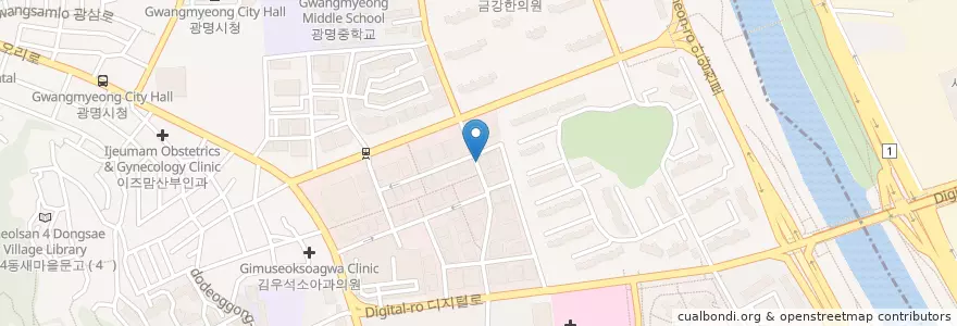 Mapa de ubicacion de Sanga Dental Clinic en South Korea, Gyeonggi-Do, Gwangmyeong-Si.