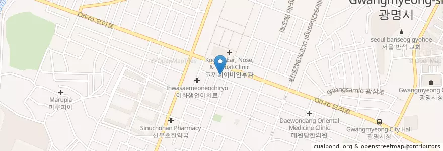 Mapa de ubicacion de 윤인수치과의원 en 대한민국, 경기도, 광명시.