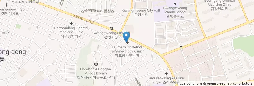 Mapa de ubicacion de 이즈맘산부인과 en کره جنوبی, گیونگی-دو, 광명시.