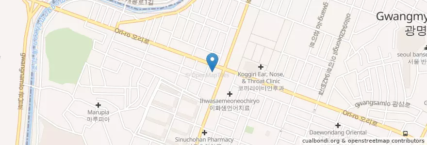 Mapa de ubicacion de 이명호이비인후과 en 대한민국, 경기도, 광명시.