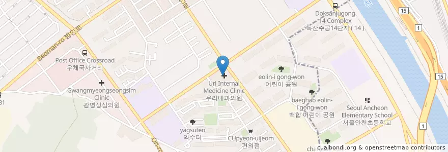 Mapa de ubicacion de 우리내과의원 en Güney Kore, 경기도, 광명시.