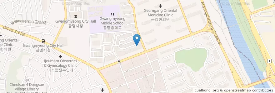 Mapa de ubicacion de 김완중내과의원 en 大韓民国, 京畿道, 光明市.
