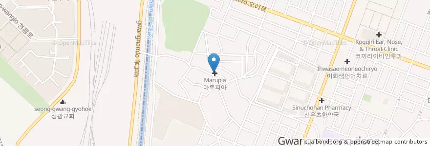 Mapa de ubicacion de 마루피아 en 大韓民国, ソウル, 光明市, 九老区.
