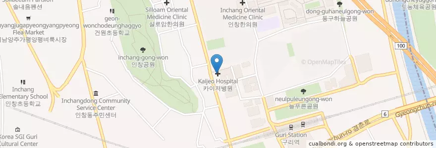 Mapa de ubicacion de 카이저병원 en 대한민국, 경기도, 구리시.