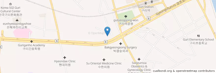 Mapa de ubicacion de 조셉성형외과 en Corea Del Sud, Gyeonggi, 구리시.