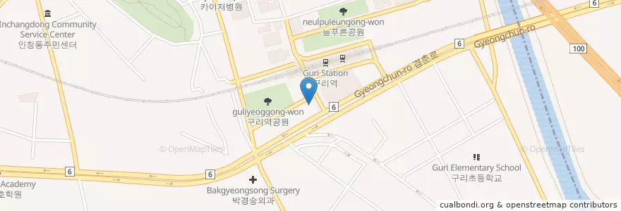 Mapa de ubicacion de 메가성형외과 구리점 en Республика Корея, Кёнгидо, 구리시.