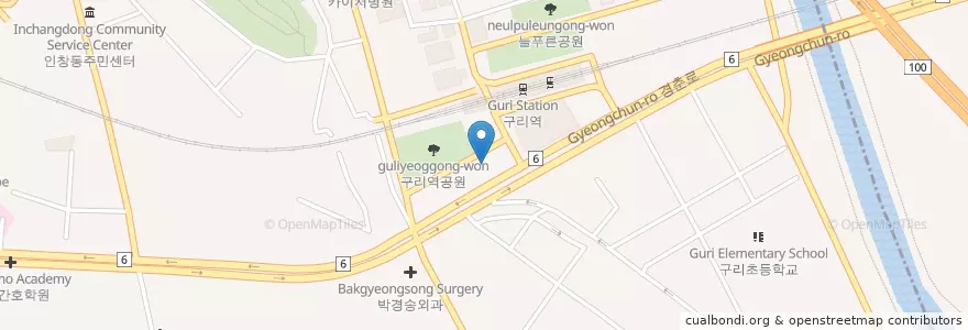 Mapa de ubicacion de 백외과 en كوريا الجنوبية, 경기도, 구리시.