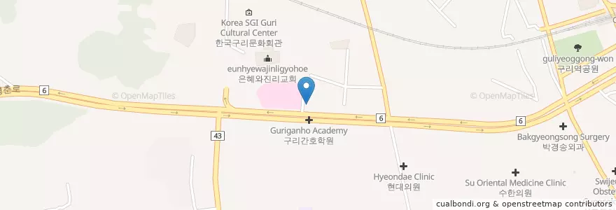 Mapa de ubicacion de 조형도내과의원 en Республика Корея, Кёнгидо, 구리시.