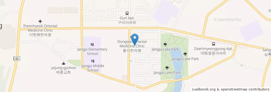 Mapa de ubicacion de 뷰티1380토평점 en Coreia Do Sul, Gyeonggi, 구리시.