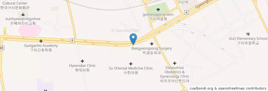 Mapa de ubicacion de 고정석치과 en Coreia Do Sul, Gyeonggi, 구리시.