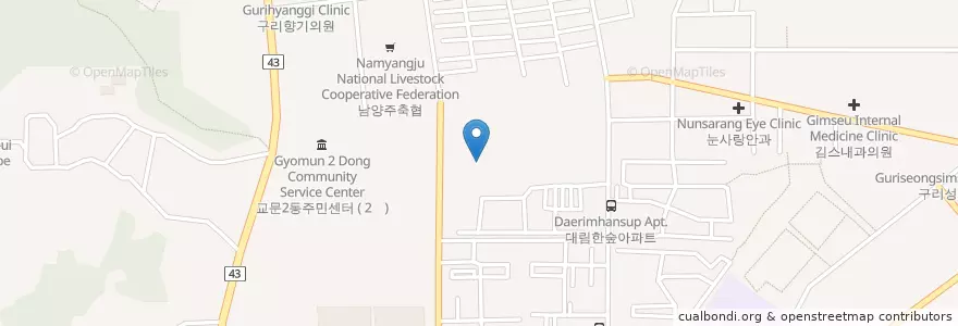 Mapa de ubicacion de 현대치과의원 en 대한민국, 경기도, 구리시.