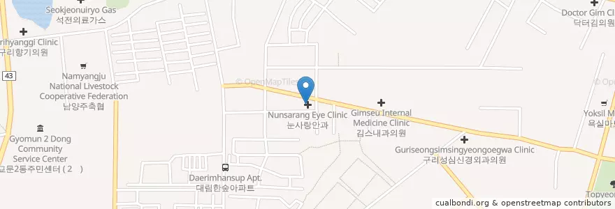 Mapa de ubicacion de 세화치과 en 大韓民国, 京畿道, 九里市.