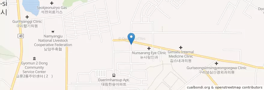 Mapa de ubicacion de 서울미치과 en Korea Selatan, Gyeonggi, 구리시.
