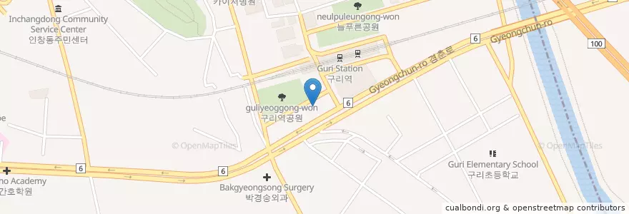 Mapa de ubicacion de 보스톤치과 en Corea Del Sud, Gyeonggi, 구리시.