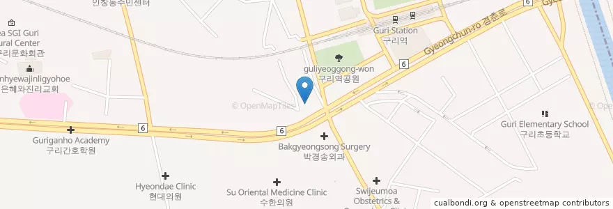 Mapa de ubicacion de 김병수치과의원 en 韩国/南韓, 京畿道, 九里市.