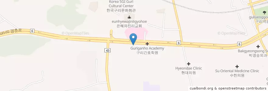 Mapa de ubicacion de 위생치과의원 en 韩国/南韓, 京畿道, 九里市.