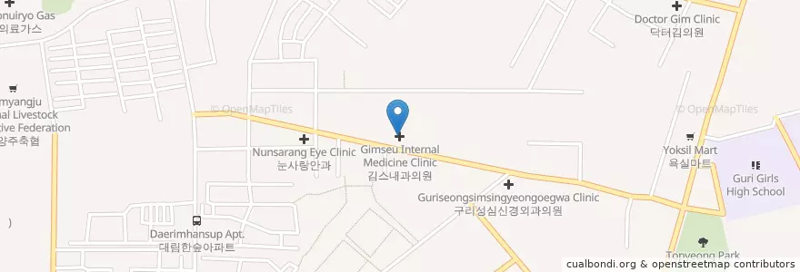 Mapa de ubicacion de 김스내과의원 en Республика Корея, Кёнгидо, 구리시.