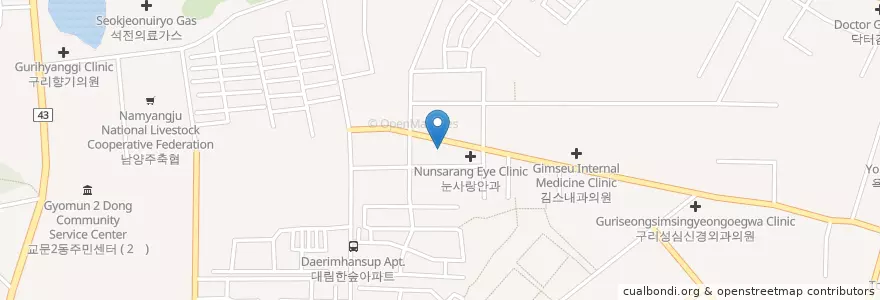 Mapa de ubicacion de 중앙내과 en Corée Du Sud, Gyeonggi, 구리시.