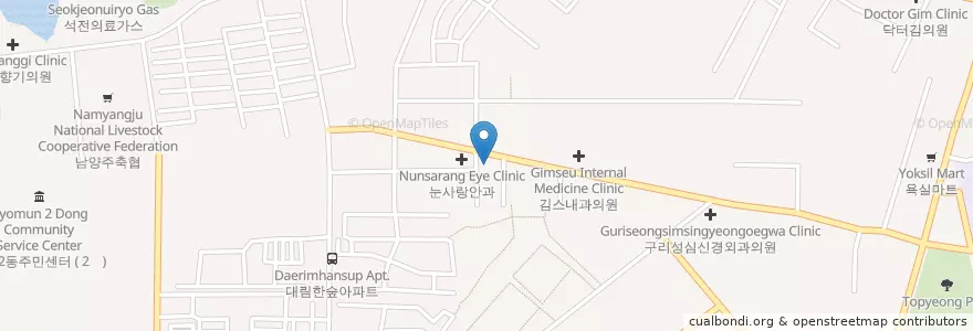 Mapa de ubicacion de 윤내과 en كوريا الجنوبية, 경기도, 구리시.