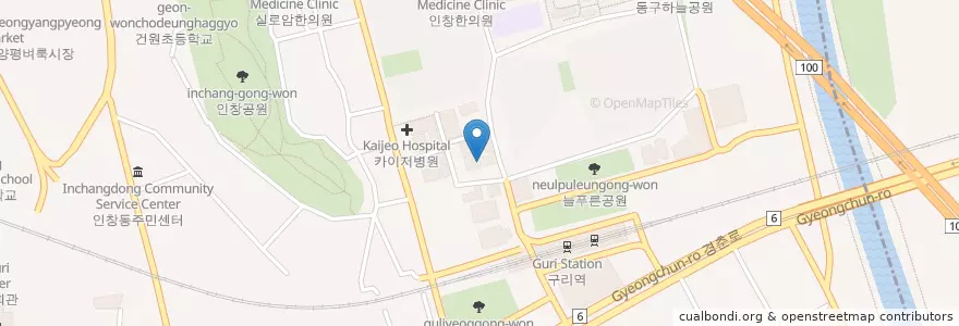 Mapa de ubicacion de 강남성모내과 en Corée Du Sud, Gyeonggi, 구리시.